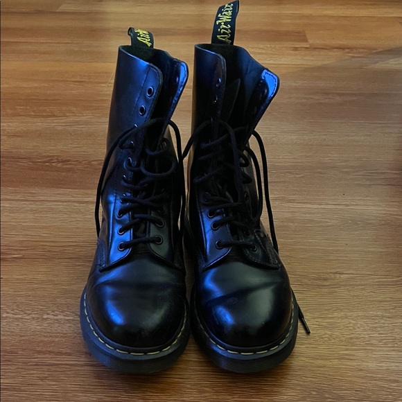 Dr. Martens Shoes - Dr. Martens Shiny Black Lace-Up Boots